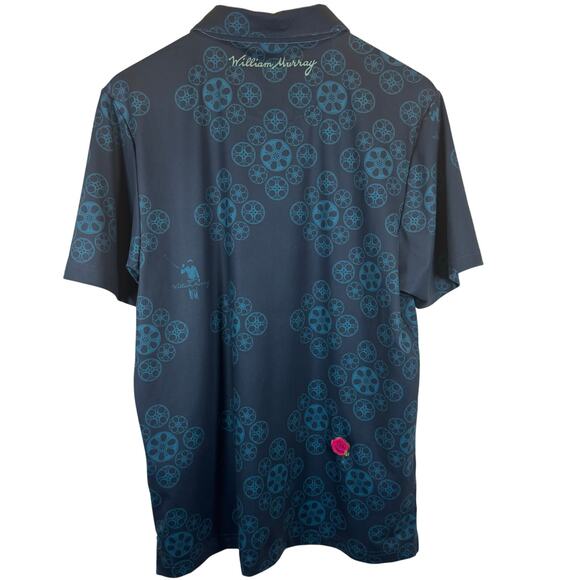 William Murray Men’s M Golf Polo Shirt Blue Movie Reel Print Stretch Performance - Picture 8 of 13